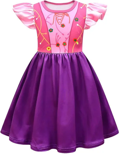 Vista 3 de Ubeufun Halloween Witchs Costume Flutter Sleeve Dress for Kids Girls Halloween Cosplay Outfit Summer Casual Party Dress