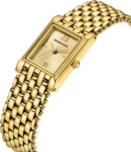 Vista 3 de GOLDEN HOUR Reloj de oro con pulsera rectangular vintage para mujer