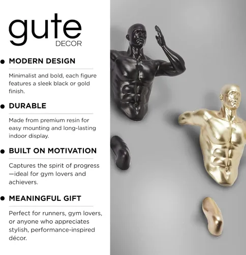 Vista 4 de Corredores de pared, estatuas de atleta, juego de 2 esculturas altas para hombres y mujeres, escultura artística de escalada para pared, decoración