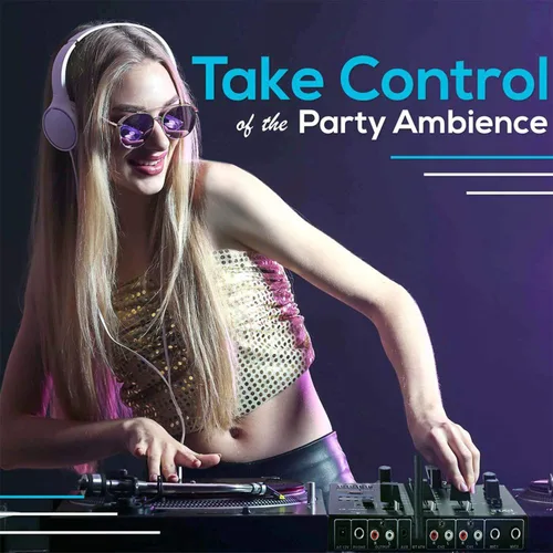 Vista 4 de Mezclador de audio inalámbrico Pyle DJ - Controlador DJ compatible con Bluetooth de 3 canales, mezclador de sonido, micrófono con función