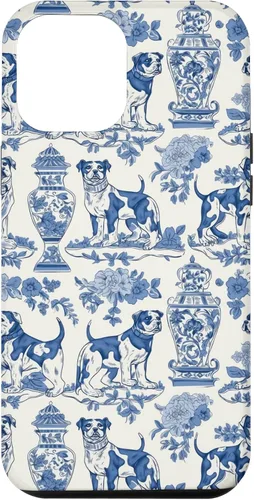 Vista 26 de Chinoiserie Dog Blue Toile Ginger Preppy Grandmillennial - Carcasa para iPhone 16