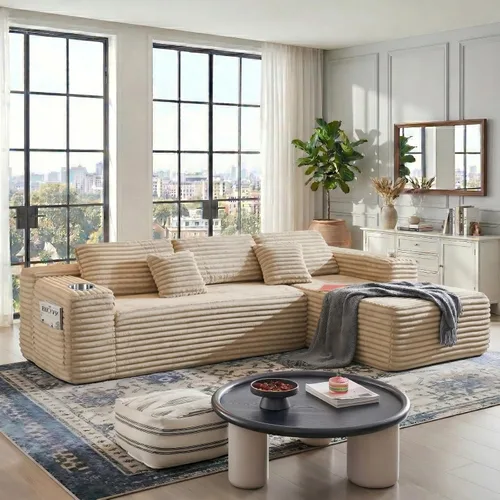 Vista 9 de Sofás seccionales de nube de gran tamaño para sala de estar, sofá modular de 7 plazas en forma de U de 122 pulgadas con diván, asiento profundo