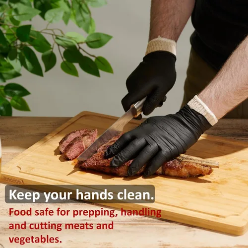 Vista 3 de Guantes para barbacoa, 2 forros de guantes de algodón y 50 desechables de nitrilo para cocinar, hornear, asar a la parrilla, forros de algodón