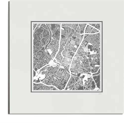 Vista 58 de O3 Design Studio San Diego, CA Paper Cut Map Matted Grey 20x20 in Paper Art