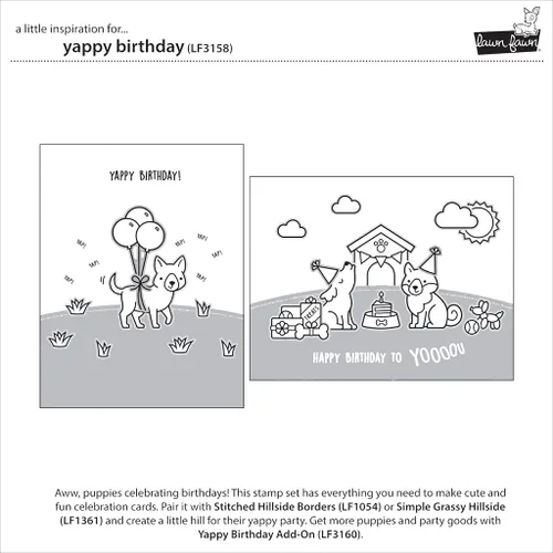 Vista 4 de Lawn Fawn LF3158 Yappy Birthday 4X6 Juego de sellos transparentes