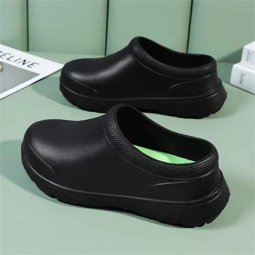 Vista 6 de Zapatos de chef para hombre, antideslizantes, a prueba de agua, zapatos de trabajo para hombre, cómodos zapatos de enfermería para jardinero