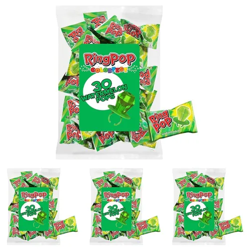 Vista 20 de Ring Pop Paquete de piruletas a granel de frambuesa azul envuelta