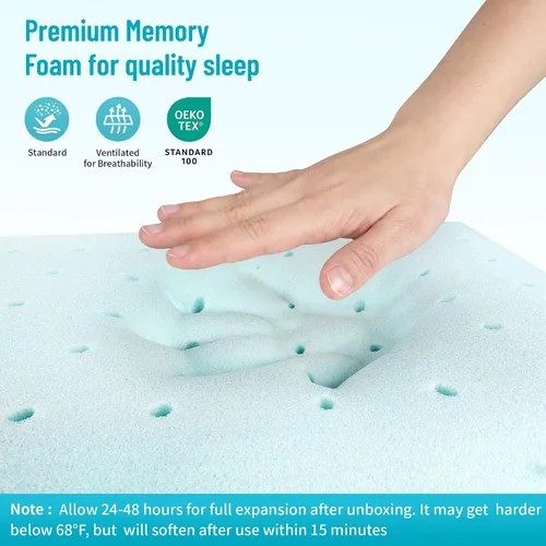 Vista 4 de CushyOasis Almohadas de cama para dormir, 2 piezas, espuma viscoelástica, tamaño King, color azul