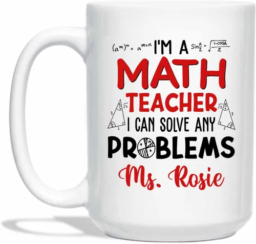Vista 12 de Taza de cerámica blanca personalizada con nombre "A Day Without Math Is Like Just Kidding I Have No Idea", taza de café personalizada
