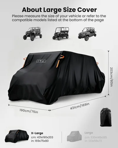 Vista 2 de ILM Cubierta UTV impermeable, resistente al viento, protección para todo tipo de clima, compatible con Can Am Polaris Kawasaki Textron 4-6 plazas