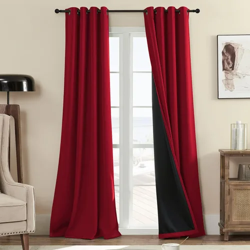 Vista 41 de Rutterllow - Cortinas 100% opacas, paneles de cortina con ojales, aislamiento térmico y bloqueo de luz para habitación y sala de estar