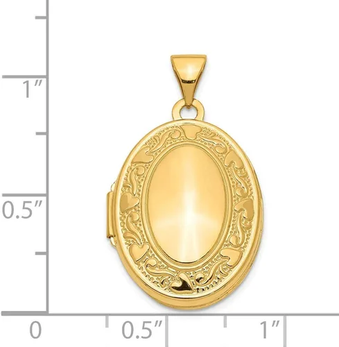 Vista 4 de Jewels By Lux Medallón ovalado de oro amarillo de 14 k