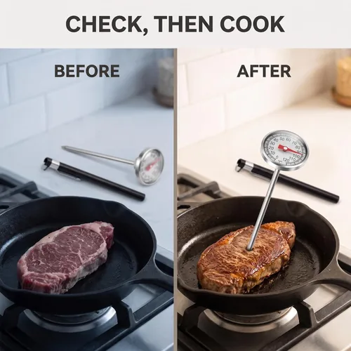 Vista 9 de Black Kitchen - Termómetro de acero inoxidable para cocinar alimentos y carne, termómetro de acero inoxidable con detección física para espuma