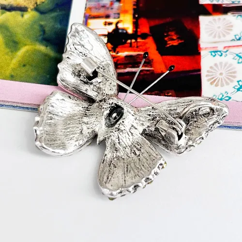 Vista 2 de SELOVO Broche de cristal de mariposa Pin joyería Rhinestone tono dorado