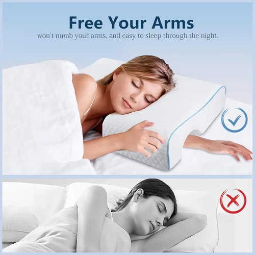 Vista 2 de HEYPORK Almohada de memoria arqueada para adultos, almohada de pareja con rebote lento, almohada cervical de espuma viscoelástica anticompresión