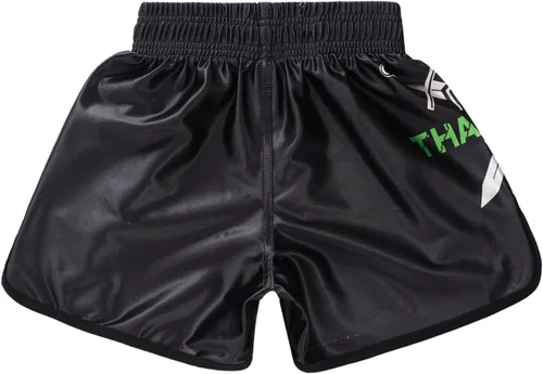 Vista 4 de Hansber Pantalones cortos de Muay Thai para niños, para boxeo, kickboxing, artes marciales mixtas, pantalones cortos deportivos de entrenamiento