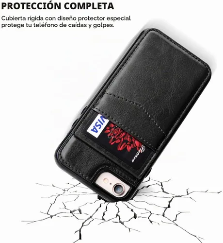 Vista 6 de KIHUWEY - Funda tipo cartera para iPhone SE/8/7 con función atril