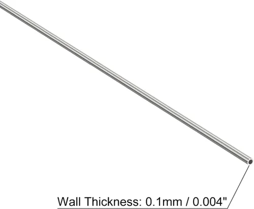 Vista 3 de Uxcell Tubo capilar de acero inoxidable 304, OD 0.4 mm x 0.1 mm de grosor de pared, 250 mm de longitud, tubo metálico para maquinaria industrial