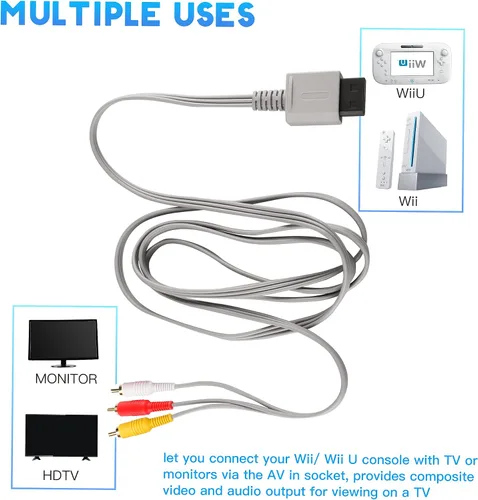 Vista 3 de Kit de accesorios 4 en 1 para Wii adaptador de fuente de alimentación de CA cable de audio compuesto convertidor Wii a HDMI y barra de sensor