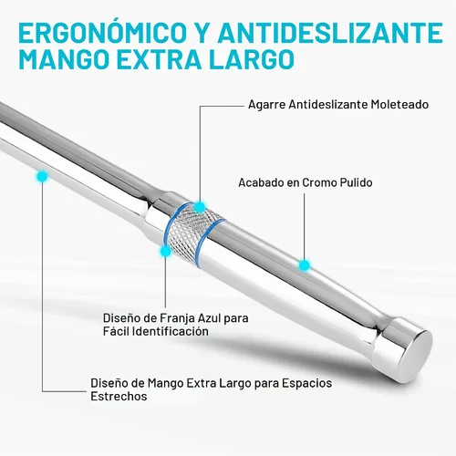 Vista 7 de DURATECH Trinquete de accionamiento de mango extra largo de 1/2 pulgada, llave de trinquete de 90 dientes