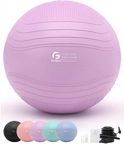 Vista 25 de Gruper Pelota de yoga, pelota de ejercicio extra gruesa para entrenamiento y estabilidad durante el embarazo, 4 tamaños, pelota de equilibrio