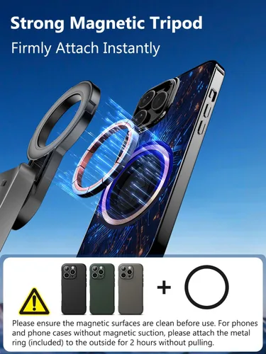Vista 2 de USKEYVISION Palo selfie de bolsillo magnético para iPhone con luz para MagSafe 4 en 1, trípode portátil de bolsillo para iPhone y Android