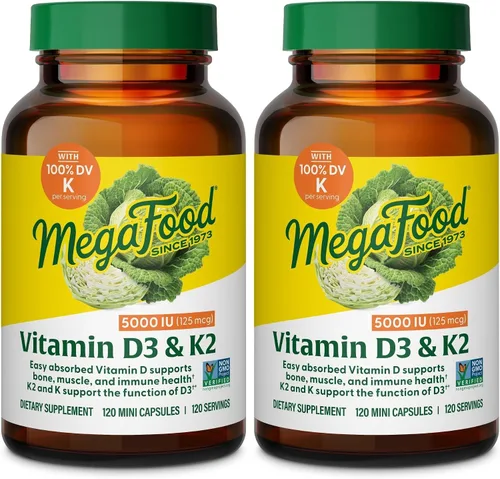 Vista 11 de MegaFood Vitamina D3 5000 UI (125 mcg) – Suplementos vegetarianos con vitamina D3 K2 – Apoya los huesos, dientes, músculos y salud inmunológica