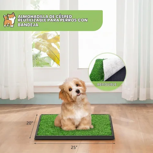 Vista 2 de Almohadilla de césped para perros con bandeja, 25 x 20 pulgadas
