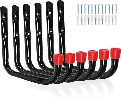 Vista 11 de Ganchos de almacenamiento de garaje, perchas de utilidad en J resistentes para montaje en pared