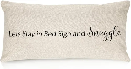 Vista 21 de Sweet Dreams - Fundas de almohada lumbar de lino y algodón de 12 x 18 pulgadas, funda de almohada rectangular decorativa de granja, divertida