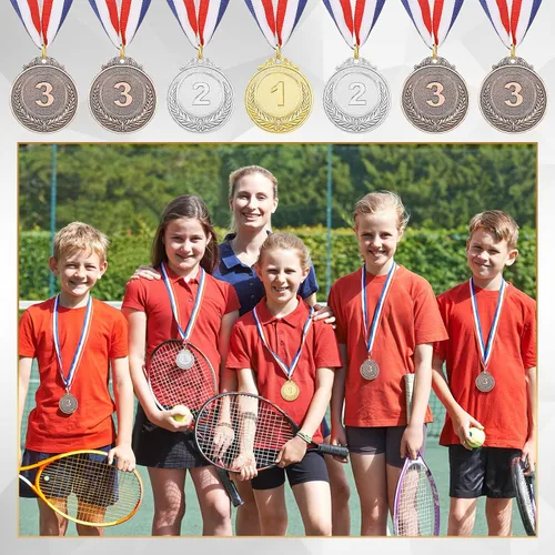 Vista 7 de Sasylvia 240 piezas de medallas de metal para niños y adultos, medalla de plata de oro a granel, 1, 2, 3 medallas ganadoras de premios