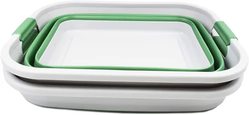 Vista 3 de SAMMART Cesta plegable de plástico para la ropa sucia de 36 L (9.5 galones) – Contenedor/organizador plegable – Tina de lavado portátil – Cesto