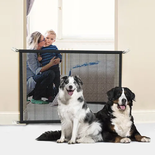 Vista 2 de Puerta para perros para escaleras Puertas para mascotas para la casa: Puerta para perros de interior Puerta de malla de pantalla para perros