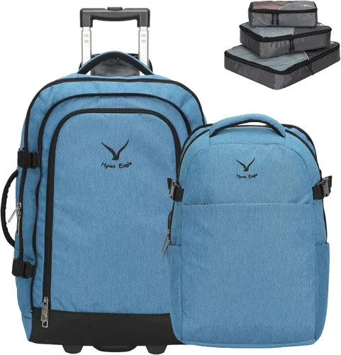 Vista 11 de Hynes Eagle Mochila de viaje 2 en 1 de 22 pulgadas, equipaje de mano de 63L, mochila con ruedas para hombres y mujeres con cubos de embalaje, juego