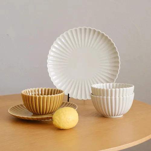 Vista 8 de WENSHUO Juego de 6 platos de cerámica para desayuno, 6.7 pulgadas, pétalos
