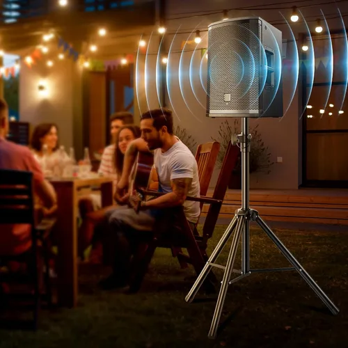 Vista 5 de Soporte de trípode para altavoces de escenario, altura ajustable de 89 a 152 cm, universal, resistente, inserto compatible de 35 mm