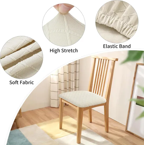 Vista 4 de YISUN Fundas elásticas para asiento de silla de comedor, fundas de asiento extraíbles y lavables para asiento de cocina, fundas de cojín protectoras
