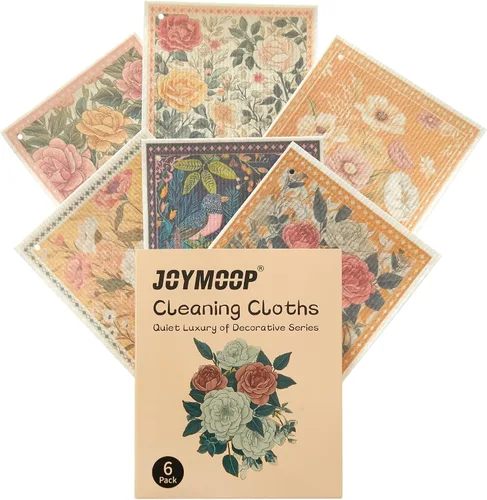 Vista 10 de JOYMOOP Esponja de cocina de dibujos animados, esponjas de celulosa para limpieza, esponjas antiarañazos para lavar platos, esponja reutilizable