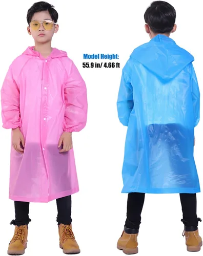 Vista 56 de Chaqueta de lluvia para niños, paquete de 2 ponchos de lluvia para niños, impermeables reutilizables para niños y niñas, impermeable, para exteriores