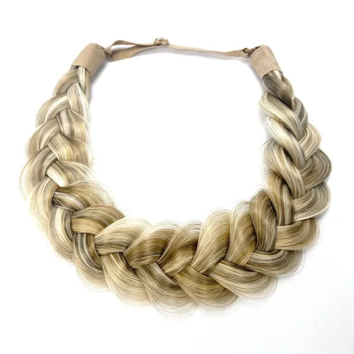 Vista 15 de Diadema trenzada sintética clásica de cabello con hebras anchas para boda, trenzas esponjosas desordenadas, banda para peluca, accesorio de belleza