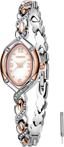Vista 8 de TIME100 Reloj de pulsera para mujer, de cuarzo, con esfera verde, bisel con cristales en el movimiento, correa de pulsera con diamantes, resistente