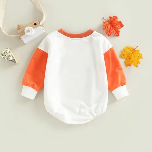 Vista 6 de Adobabirl Disfraz de Halloween para bebé, sudadera de fantasma de calabaza, mameluco de gran tamaño, lindo para otoño e invierno