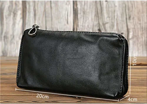 Vista 5 de PDGJG Bolso de mano de cuero suave para hombre bolso de mano largo de moda casual bolsa de teléfono de negocios color A tamaño 39 x 16 x 79in