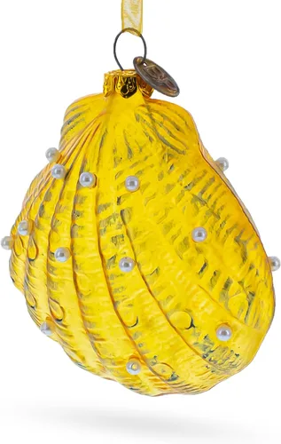Vista 2 de Elegante adorno navideño de cristal soplado de concha marina