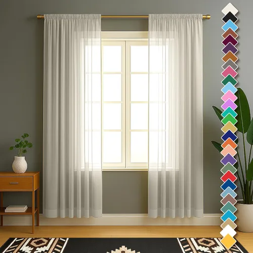 Vista 68 de YHSF Cortinas traslúcidas – Juego de 2 paneles para decoración del hogar – Elegantes cortinas de gasa sólida con bolsillo para barra