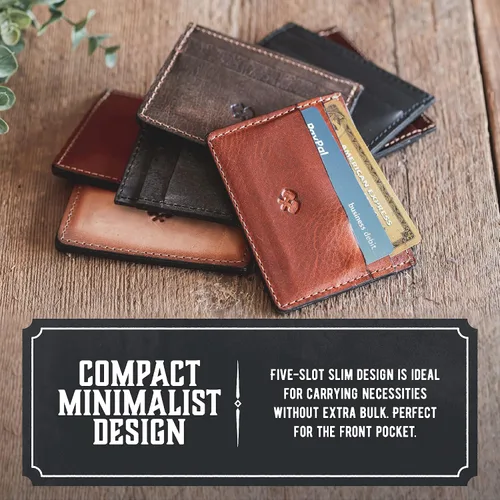Vista 3 de Cartera delgada para hombre Fabricada en Estados Unidos Cuero de grano completo