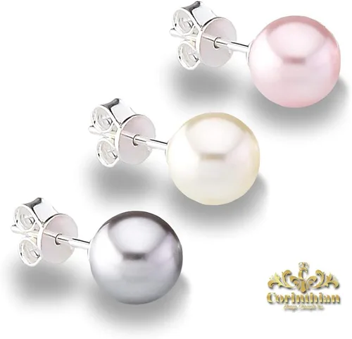 Vista 5 de Aretes de plata de ley S925 con perlas de imitación de cristal europeo genuino fino de 0.31 pulgadas para mujeres, esposa, hija, aniversario