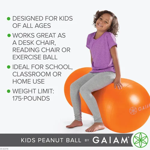 Vista 4 de Gaiam Kids Peanut Ball Chair, Flexible Seating for Classroom Naranja