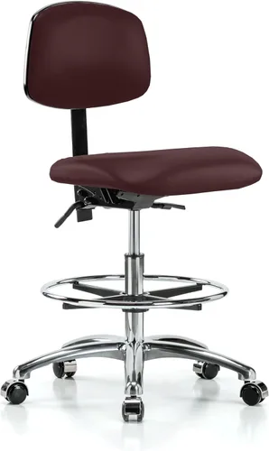 Vista 69 de Perch - Silla de laboratorio con ruedas cromadas con soporte de respaldo ajustable, altura del escritorio de 17 a 22 pulgadas, tela negra