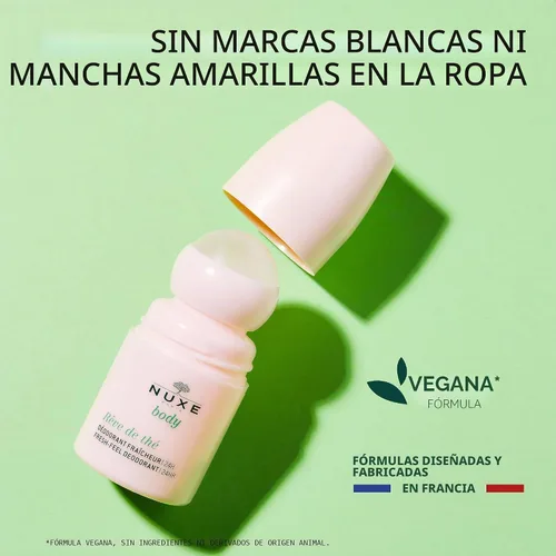 Vista 3 de NUXE Desodorante enrollable sin aluminio con té verde, rodillo natural de protección contra olores y sudor las 24 horas, comodidad de secado rápido